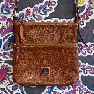 Dooney & Bourke Brown Pebble Grain Letter Carrier